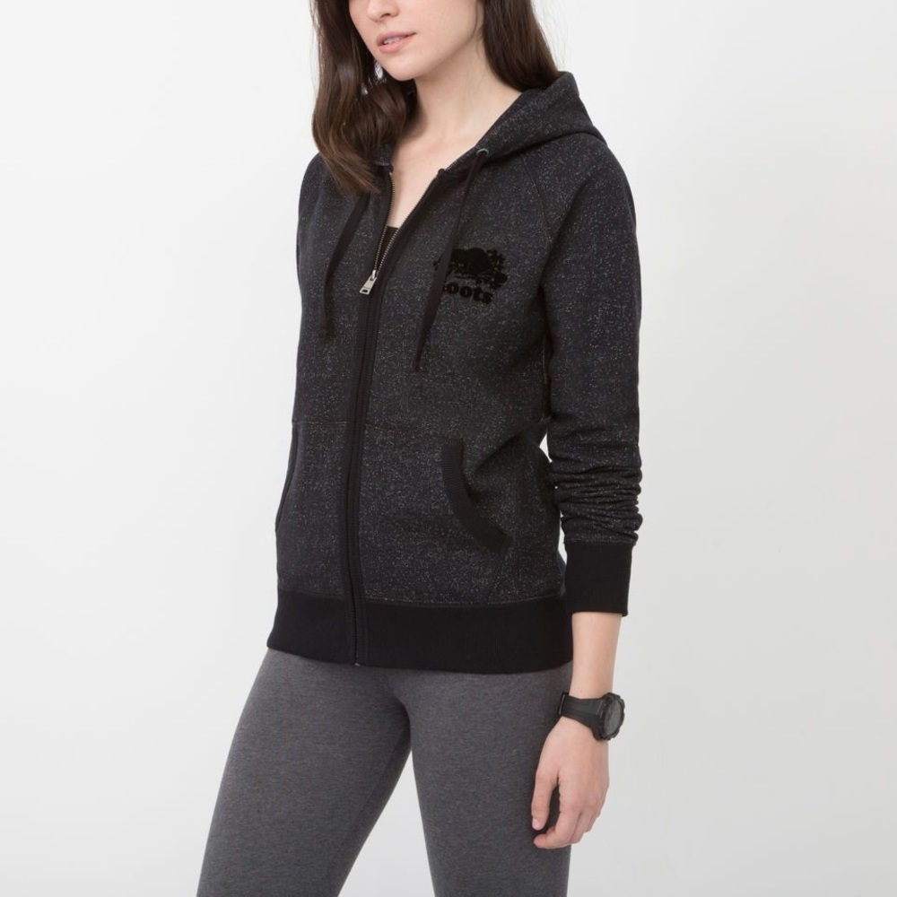 Roots Black salt and pepper zip up hoodie